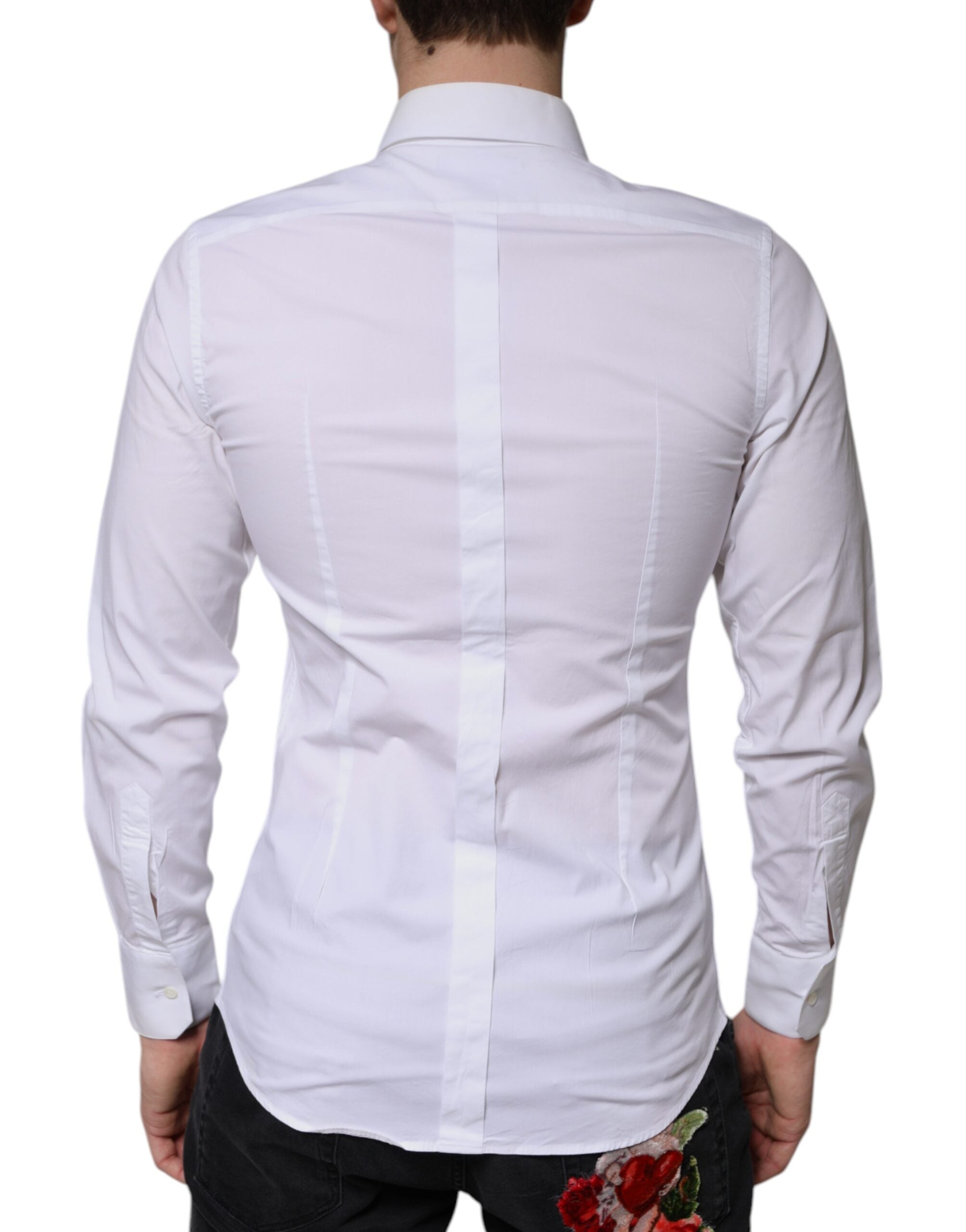 Dolce & Gabbana White formal men's shirt GOLD made of cotton
